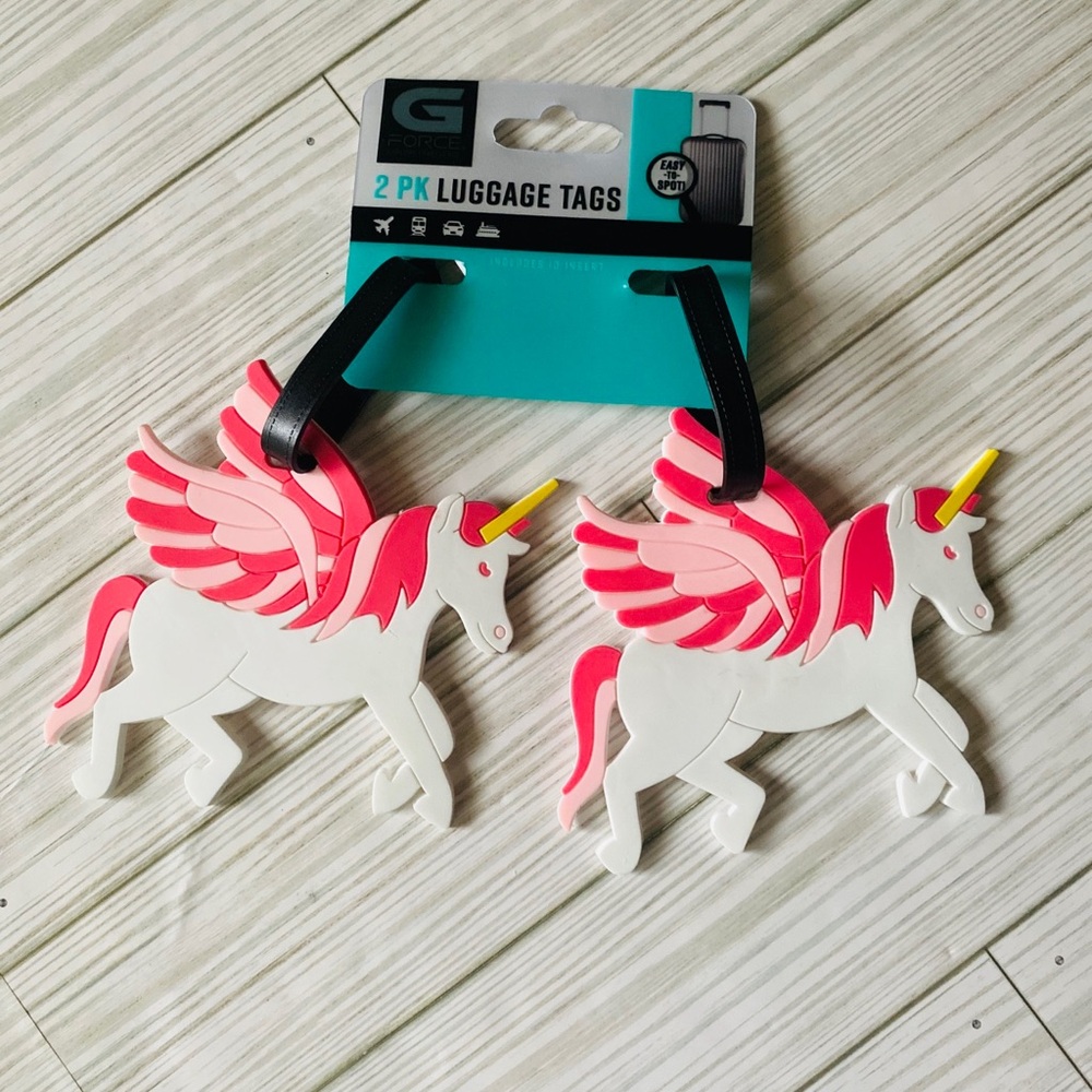 G FORCE Set of 2 Unicorn Luggage Tags *PINK*